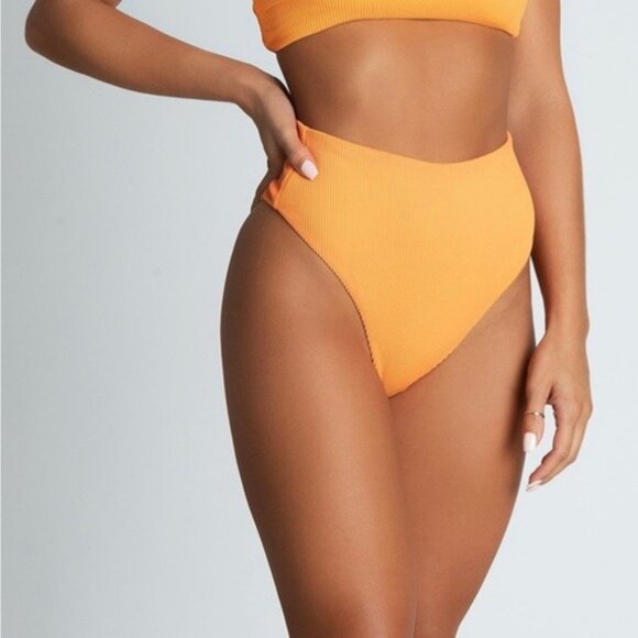 Meshki Ribbed Bikini Bottom in Orange - Picture 2 of 6